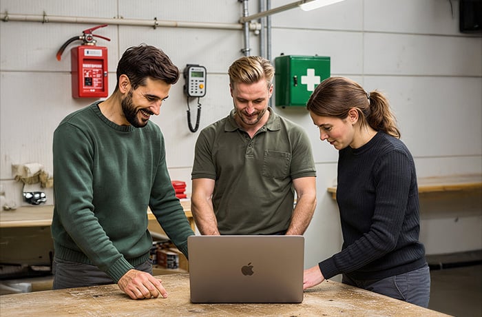 Team am Laptop